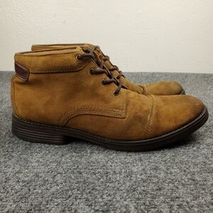 Clarks Devington Cap Toe Chukka Boots Mens 11 Nubuck Leather Tobacco Brown